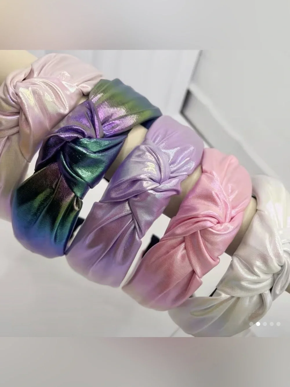 5 Iridescent Knot Headbands-